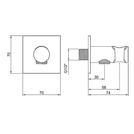 Almar ROUND Душевое подключение с держателем круглое, квадр. отражатель, черн. матовый, артикул E095039.MB