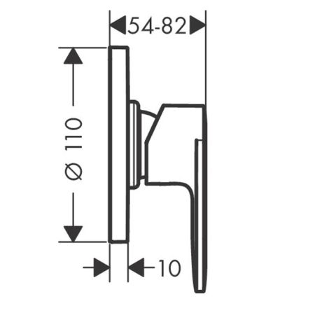 Смеситель для душа, Hansgrohe, Vernis Blend, тип открывания воды-рычажный, тип регулирования воды-керамический картридж, тип установки-встраиваемый, отверстия для монтажа-1, материал ручки-металл, цвет ручки-в цвет смесителя, внутренняя часть-необходимо з, артикул 71649000