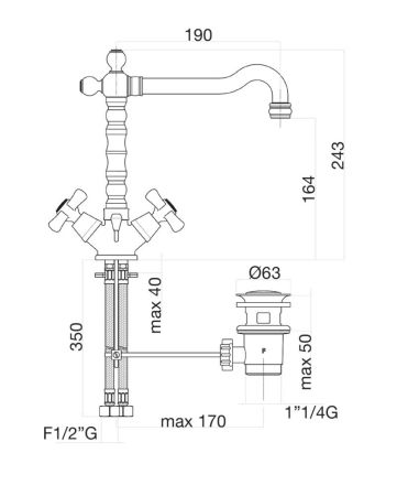 Смеситель для раковины Fiore MARGOT 26CO0625, хром/золото, артикул 26CO0625