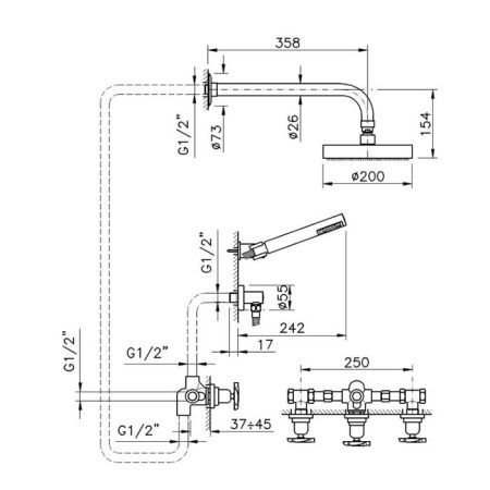 Nicolazzi Monte Croce Внешняя часть душевого набора:2233, цвет хром, артикул 2233EXTCR27