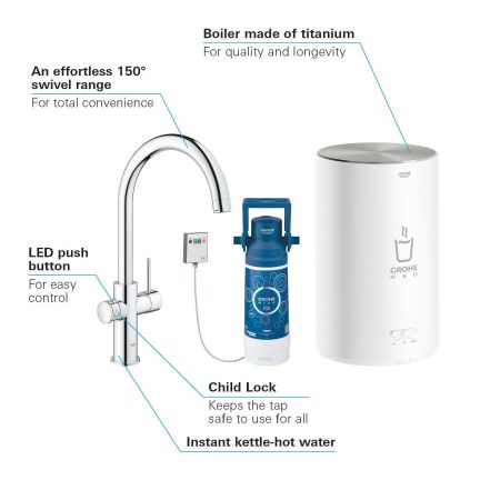 Смеситель для кухни GROHE Red Duo, бойлер M-size, хром, (30083001)