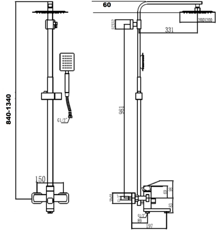 Душевая система Fmark FS8145, сатин, артикул FS8145