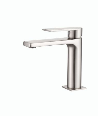 AQG Alpha, однорычажный смеситель для раковины без донного клапана, цвет никель сатин (PVD), артикул 01ALP100NI