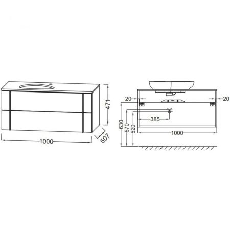 EB3040-N18 тумба под раковину NOUVELLE VAGUE два ящика /100/, артикул EB3040-N18