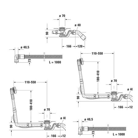 DURAVIT Слив-перелив для ванн, квадратно-овальный,  цвет хром, артикул 792218000001000