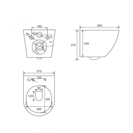 Унитаз ABBER BEQUEM AC1100 подвесной белый, безободковый, артикул AC1100