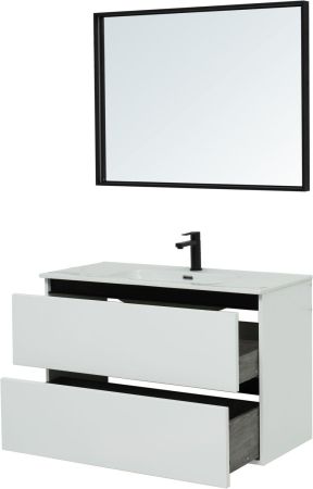 Комплект мебели для ванной De Aqua Ариетта NEW 100 белый матовый