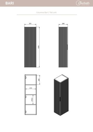 Комплект мебели Visobath Bari, 800 мм, цвет бежевый матовый лак (Cotton), артикул 70833/Cotton/Ba
