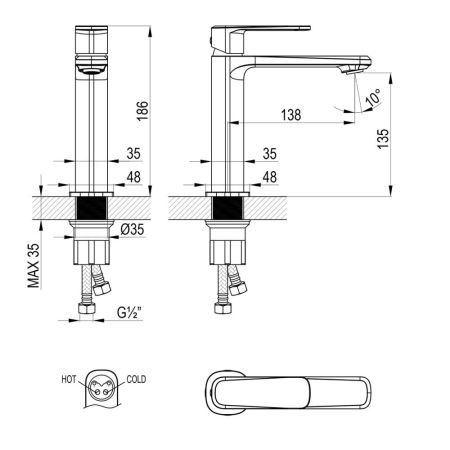 Смеситель Lemark Melior для раковины средний (LMF-1014B-C), артикул LMF-1014B-C