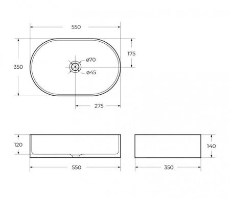 Раковина накладная BELBAGNO BB1048 550x350x140