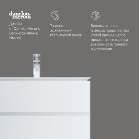 M30FHX0802WG Sensation, База под раковину, подвесная, 80 см, ящики, белый, глянцевая, шт, артикул M30FHX0802WG