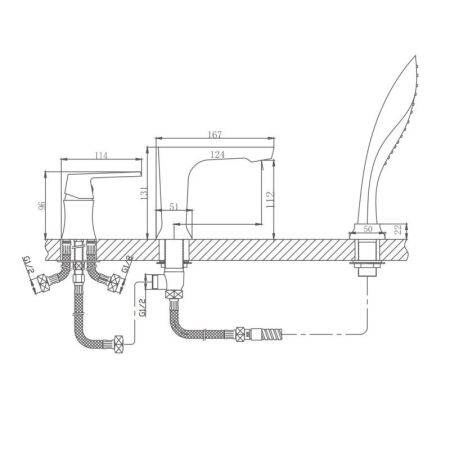 Смеситель на борт ванны Haiba HB80804, белый, артикул HB80804
