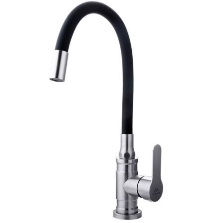 Смеситель для кухни с гибким изливом FASHUN A54401-7, сатин/черный