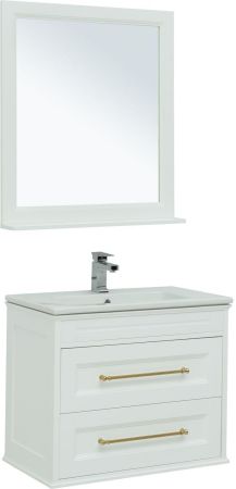 Мебель для ванной Aquanet Бостон М 80 белый (ручки золото, раковина Эйфория), артикул 00281191