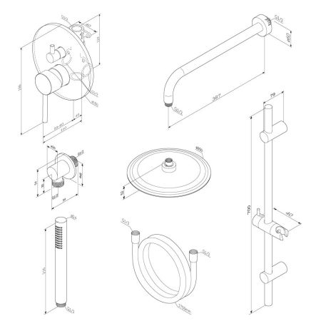 936530000 Scandinavian Pure встраиваемая душевая система с душевым смесителем и штангой, хром, артикул 936530000