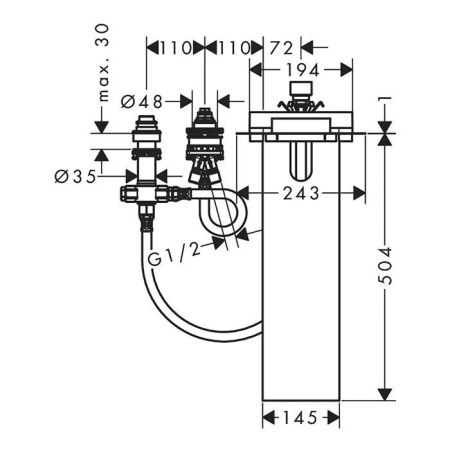 AXOR EDGE Скрытая часть однорычажного смесителя на 3 отверстия на край ванны