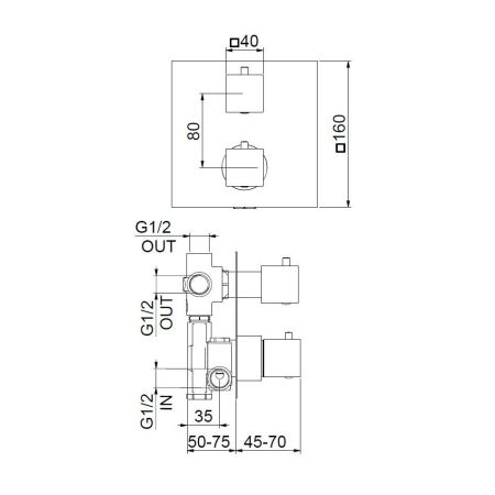 Смеситель для душа встраиваемый с термостатом Webert Pegaso PE970903015, хром