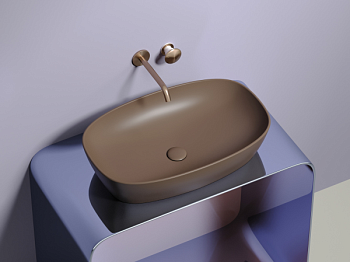 Умывальник чаша накладная овальная (цвет Темно-Коричневый Матовый) 610x385x140мм