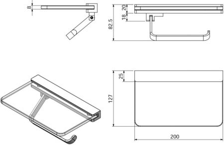 Держатель туалетной бумаги Langberger Black Edition 32041B-BP с полкой Черный матовый
