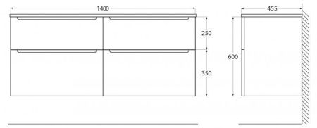 Мебель для ванной комнаты BELBAGNO ETNA-H60-1400 со столешницей, артикул ETNA-700-2C-SO-WO-P