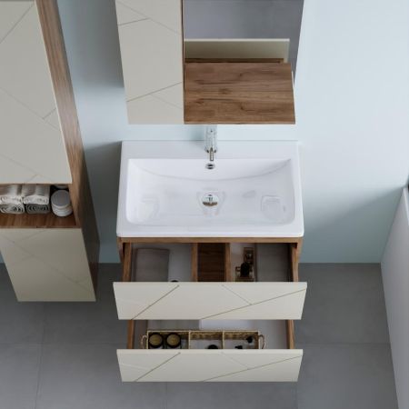 Тумба под раковину подвесная Бриклаер КРИСТАЛЛ латте, 70 см, артикул 4627125416934