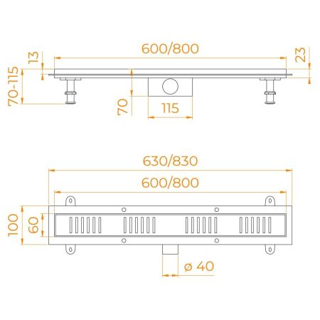 Душевой трап RGW SDR-34B (800)