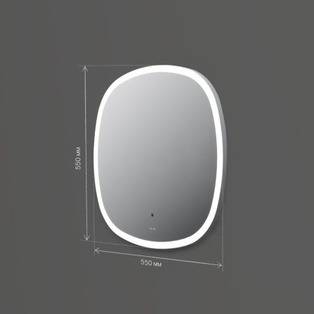 M8FMOX0551WGS Зеркало универсальное с контурной LED-подсветкой, ИК- сенсором, квадрат, 55 см, артикул M8FMOX0551WGS