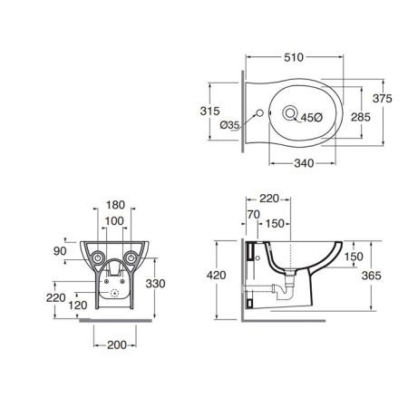 AZZURRA FAST Биде подвесное 51x37xH37 cm, цвет белый, артикул FABKS000000MBI