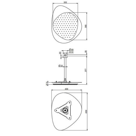 Fima Carlo Frattini Soffioni Верхний душ 49х40см., потолочный 30см., Cloud, цвет: чёрный матовый, артикул F2652NNS