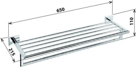 Полка с полотенцедержателем Beta 655x120x215мм, хром, артикул 132205072