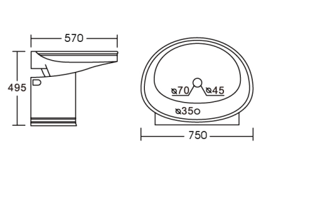 Умывальник CeramaLux 1414, артикул 