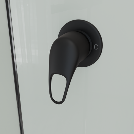 Душевая кабина полукруг, раздвижные двери, стеклянная, профиль чёрный- RGW AN-208B (Прозрачное, 900x900)