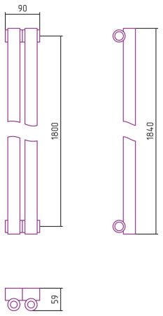 Отопительный радиатор ЭСТЕТ-0 н/ж 1800х90 / 2 сек (САТИН), артикул 071-0331-1802