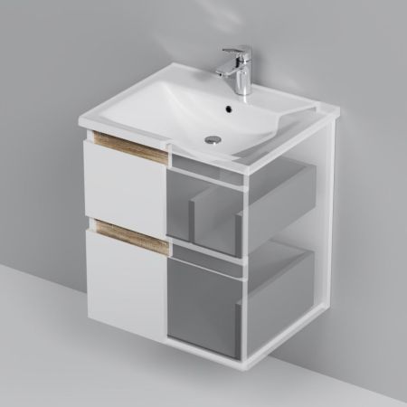 M85AFHX0552WG X-Joy, База под раковину, подвесная, 55 см, 2 ящика, белый глянец, артикул M85AFHX0552WG