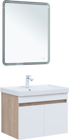 Тумба под раковину Aquanet Оптима 80 дуб светлый/белый сатин