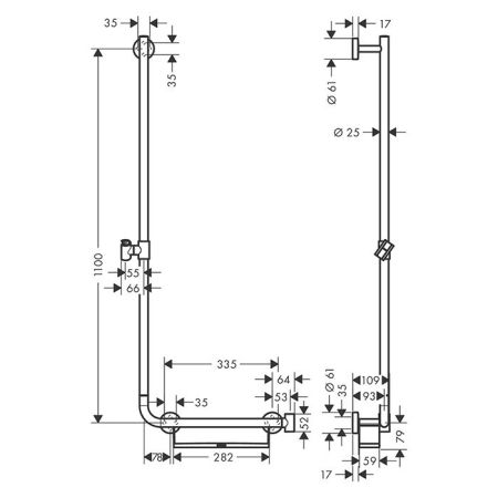 HG Unica Comfort штанга для душа 1100mm с регулиремым держателем душа, цвет: хром, артикул 26403400