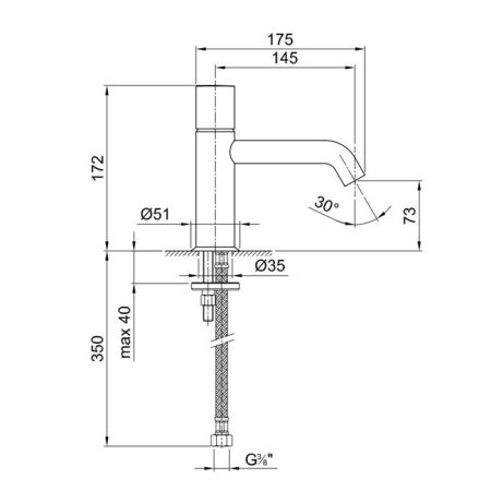 Fantini Nostromo Смеситель для раковины, 1 отв., без донного клапана, излив 145мм, цвет: хром, артикул 50 02 E903WF