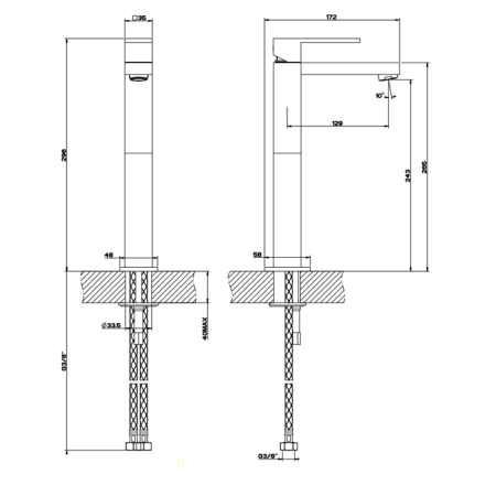 Gessi Rettangolo Смеситель для раковины с высоким изливом 128мм, цвет: хром, артикул 11922#031