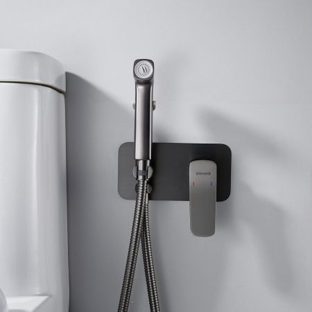 Гигиенический душ со смесителем Shevanik S9905T, оружейная сталь