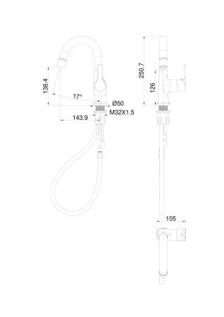 Смеситель для раковины с выдвижным изливом WONZON & WOGHAND, Хром (WW-FE01L212-CR) Смеситель для раковины с выдвижным изливом WONZON & WOGHAND, Хром (WW-FE01L212-CR)