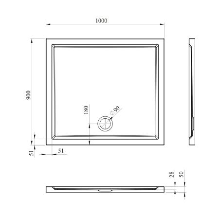 Акриловый душевой поддон Lavinia Boho One 37016100, прямоугольный, 100 х 90 см, артикул 37016100