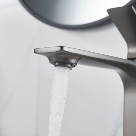 Смеситель для раковины высокий Shevanik S6111T, оружейная сталь