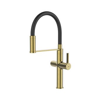 Смеситель для кухни с каналом для фильтрованной воды и гибким изливом IDDIS Ikon матовое золото (IKNMGFFi05)