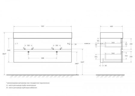Мебель для ванной CEZARES MOLVENO 46, артикул MOLVENO 46-60-2C-SO-LB