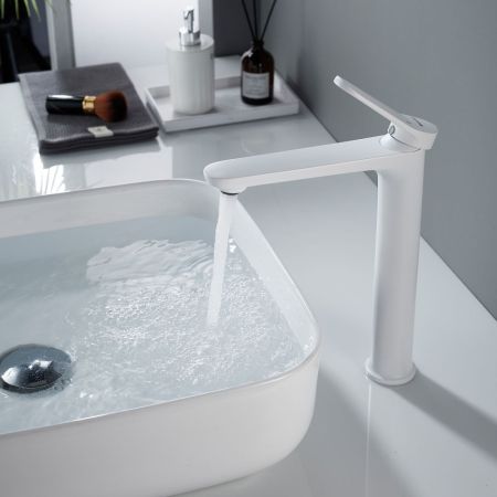 Смеситель для раковины высокий Shevanik S4311C, белый