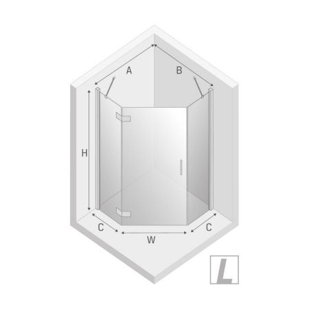 Душевое ограждение NEW TRENDY NEW AZURA L 80x80x195 K-0559 (хром), артикул K-0559