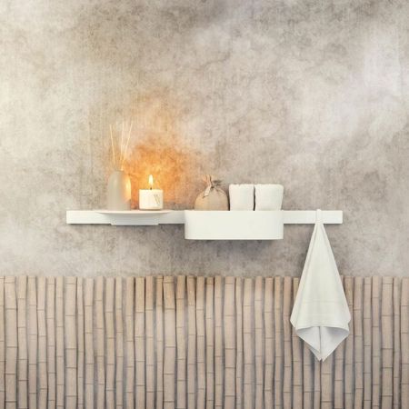 Полка, Hansgrohe, WallStoris, ширина, мм-200, глубина, мм-169, тип установки-на штанге кликом, материал-пластик, цвет-белый матовый, артикул 27915700