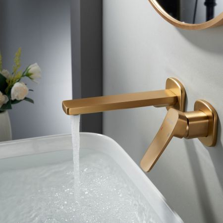 Смеситель для раковины встраиваемый Shevanik S9941G, золотой сатин, артикул S9941G