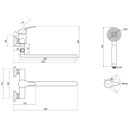 Смеситель для ванны Славен СЛ-ОД-П32, хром