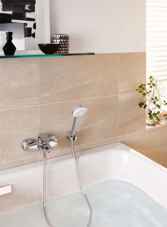 Смеситель для ванны и душа, Kludi, Pure&Solid, тип открывания воды-однорычажный, тип регулирования воды-керамический картридж, монтаж-настенный, отверстия для монтажа-2, вынос излива, мм-150, автоматическое переключение душ/ванна, отвод для душа G 1/2, цв, артикул 346810575